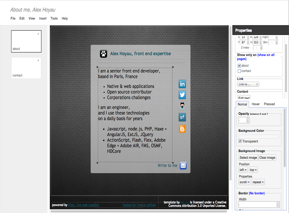 Download web tool or web app Silex, live web creation