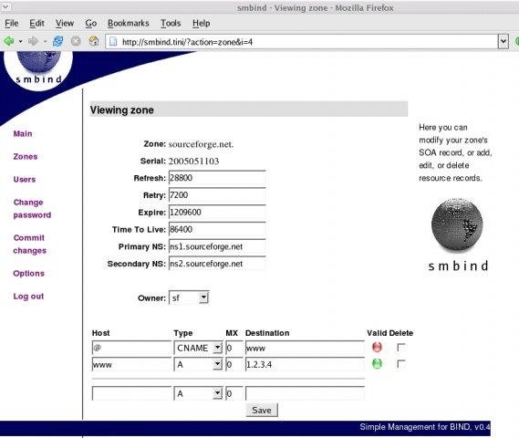 Download web tool or web app Simple Management for BIND