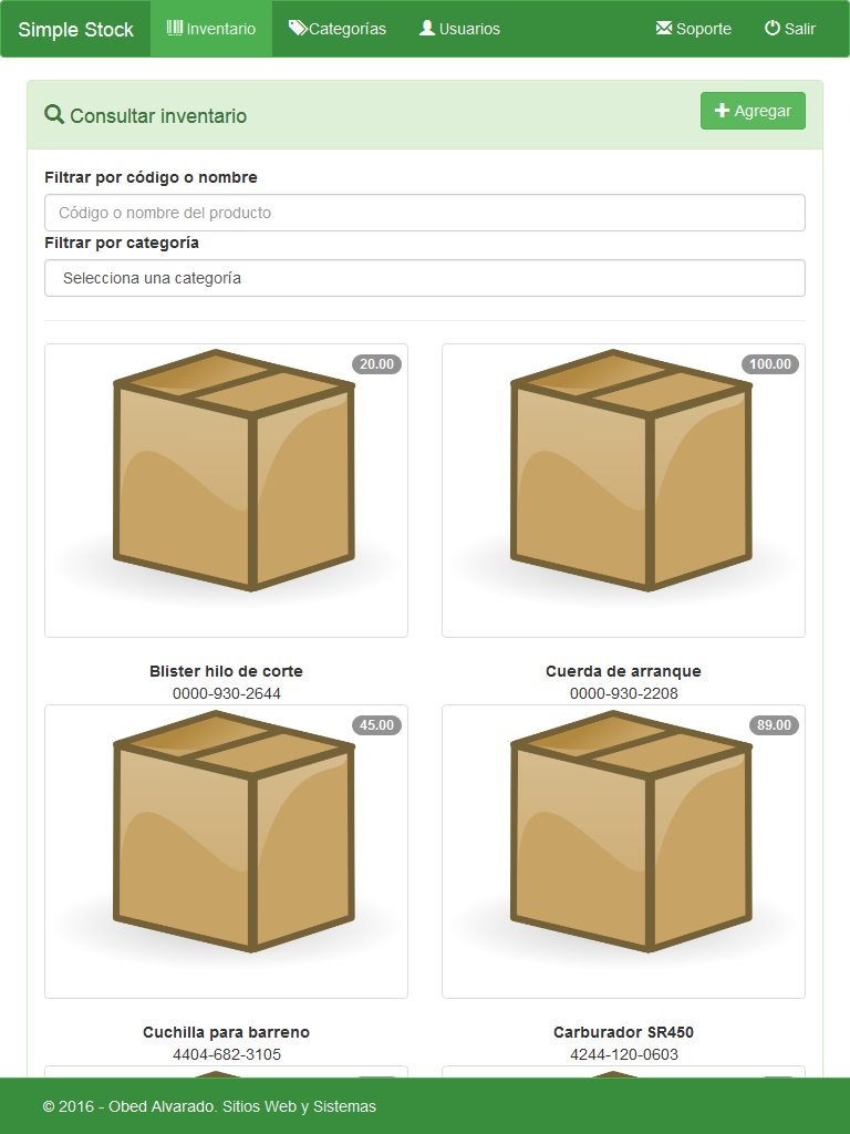 Download web tool or web app Sistema de Inventario Simple con PHP