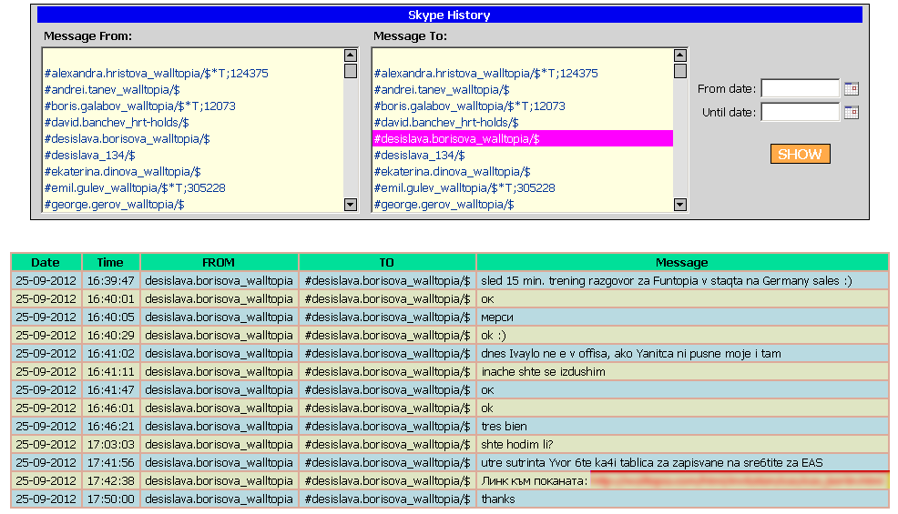 Download web tool or web app SkypeLog