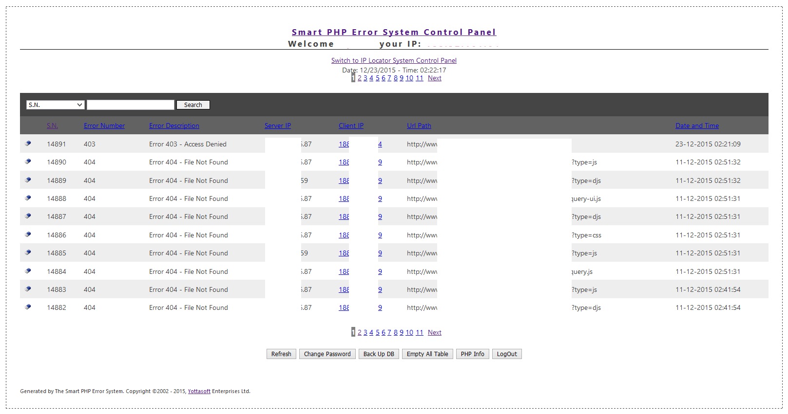 Download web tool or web app Smart PHP Error Reporting System