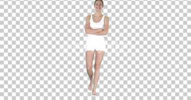 Free download Smiling sports woman walking with arms folded and looking | Stock Footage - Envato elements video and edit with RedcoolMedia movie maker MovieStudio video editor online and AudioStudio audio editor onlin