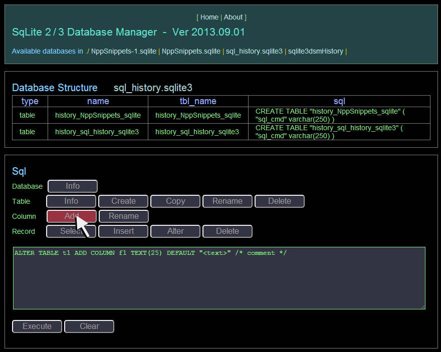 Download web tool or web app Sqlite Php Manager