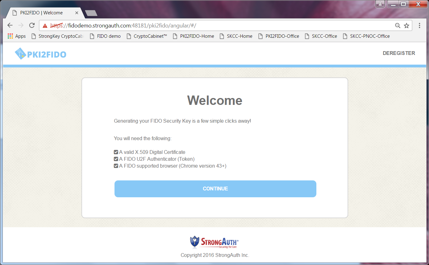 Download web tool or web app StrongKey PKI2FIDO