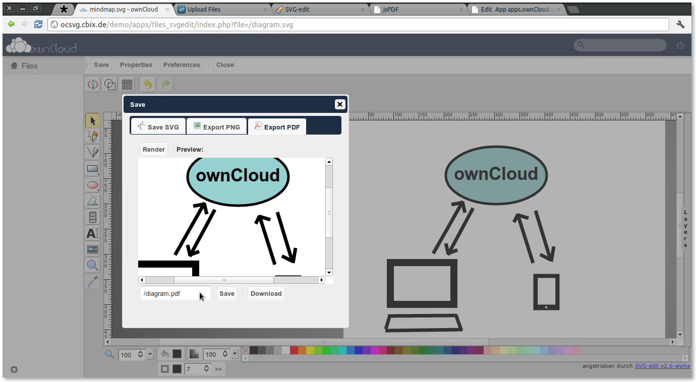 Download web tool or web app SVG editor for ownCloud