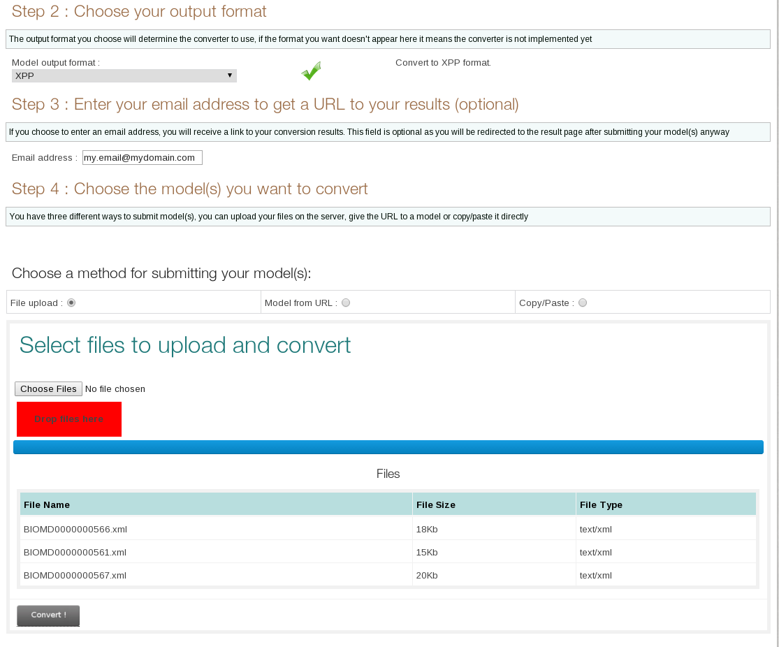 Download web tool or web app Systems Biology Format Converter