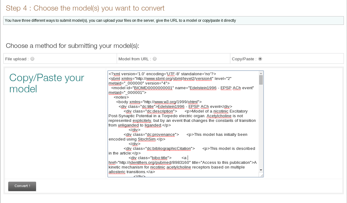 Download web tool or web app Systems Biology Format Converter