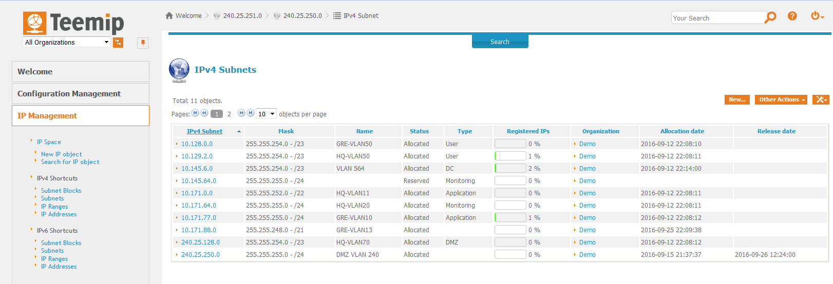 Download web tool or web app TeemIp - IP Address Management solution