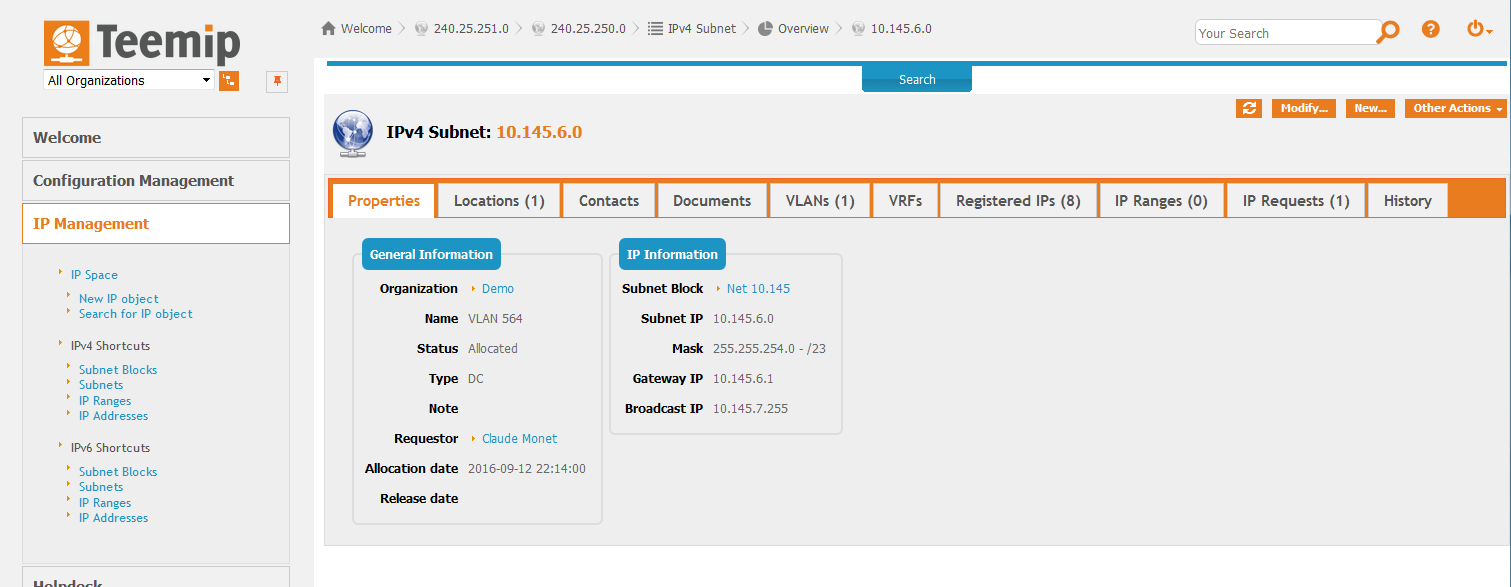 Download web tool or web app TeemIp - IP Address Management solution