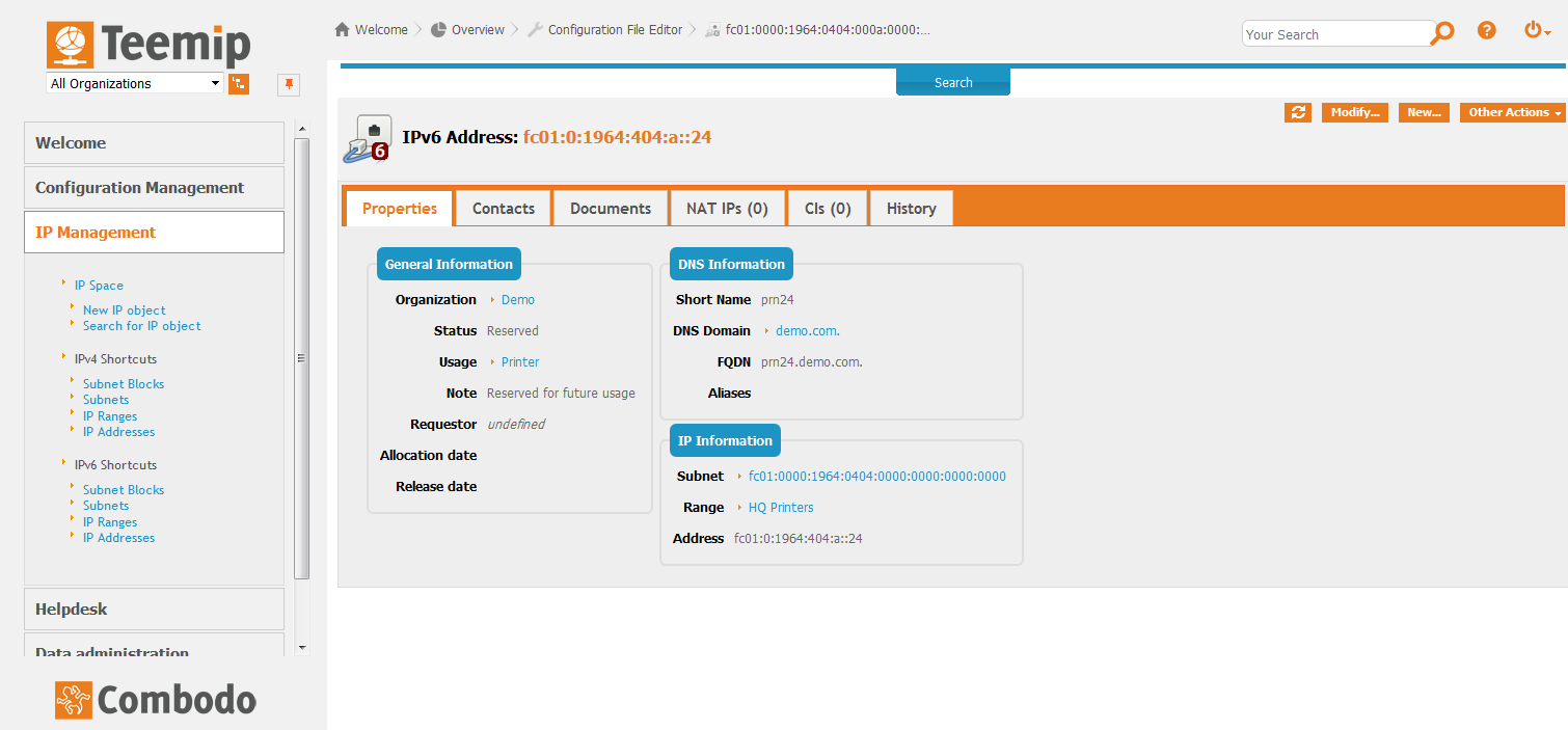 Download web tool or web app TeemIp - IP Address Management solution