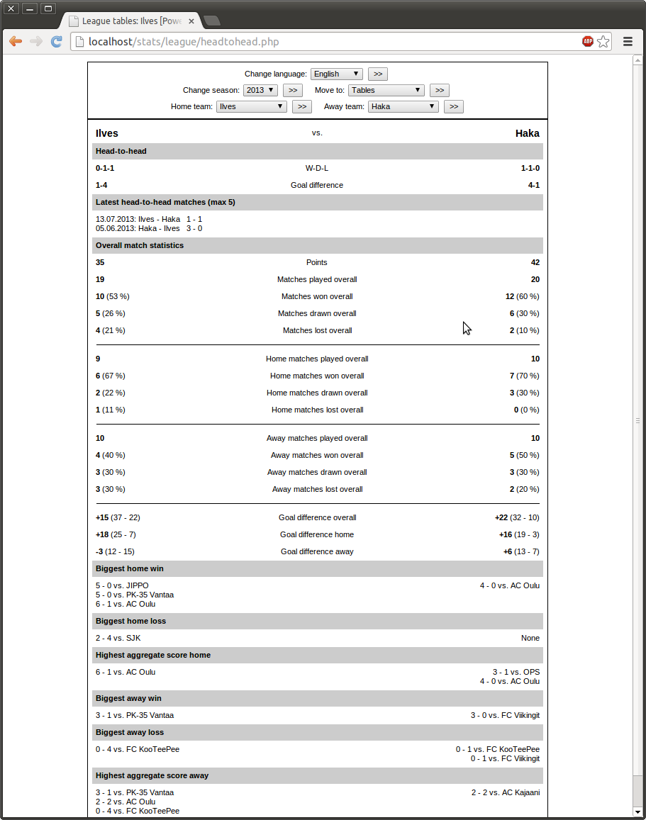 Download web tool or web app tplLeagueStats