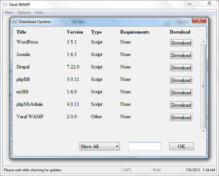 Download web tool or web app Varal WAMP