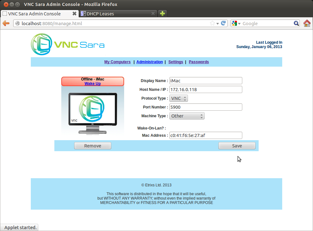 Download web tool or web app VNCSara