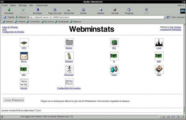 Download web tool or web app Webmin System stats