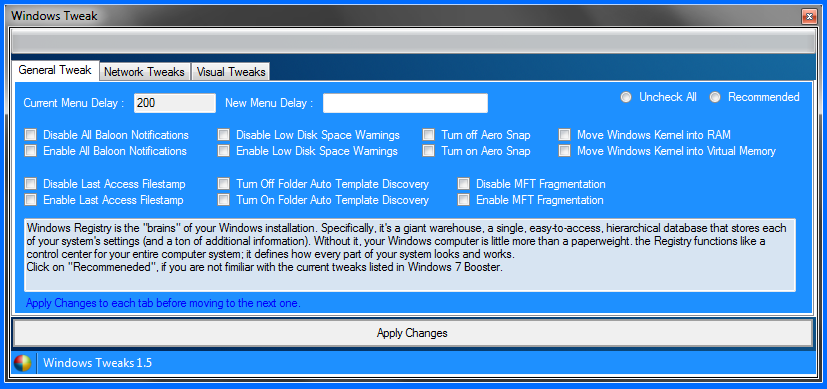 Download web tool or web app Windows 7 Booster