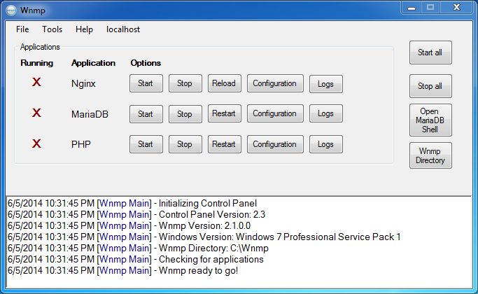 Download web tool or web app Windows, Nginx, MariaDB  PHP(Wnmp)