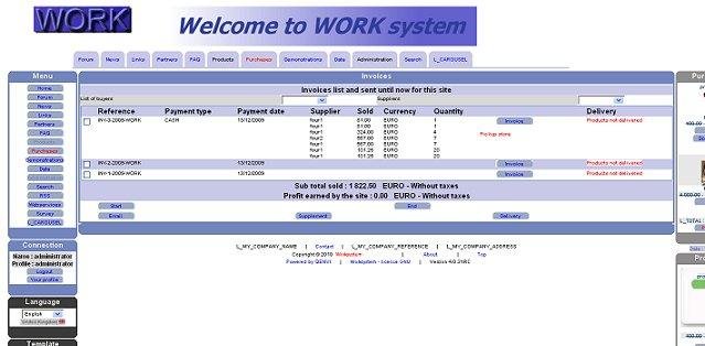 Download web tool or web app WORK system CMS e-commerce