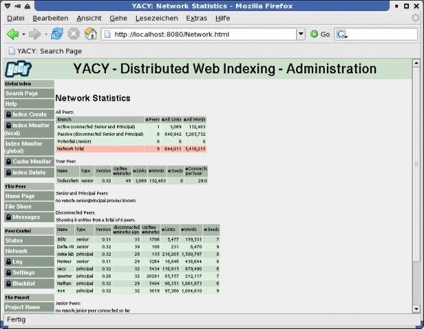 Download web tool or web app YACY distributed WWW search engine