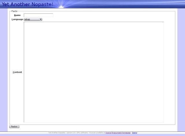 Download web tool or web app Yet Another Nopaste!