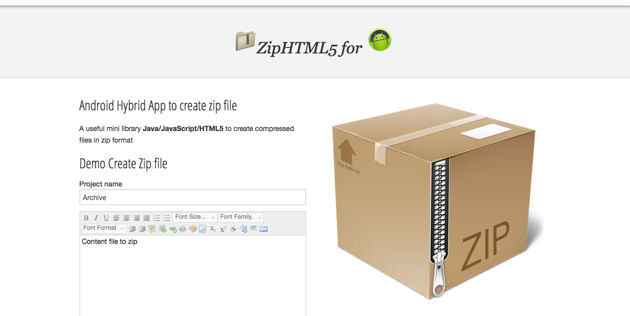 Download web tool or web app ZipHTML5