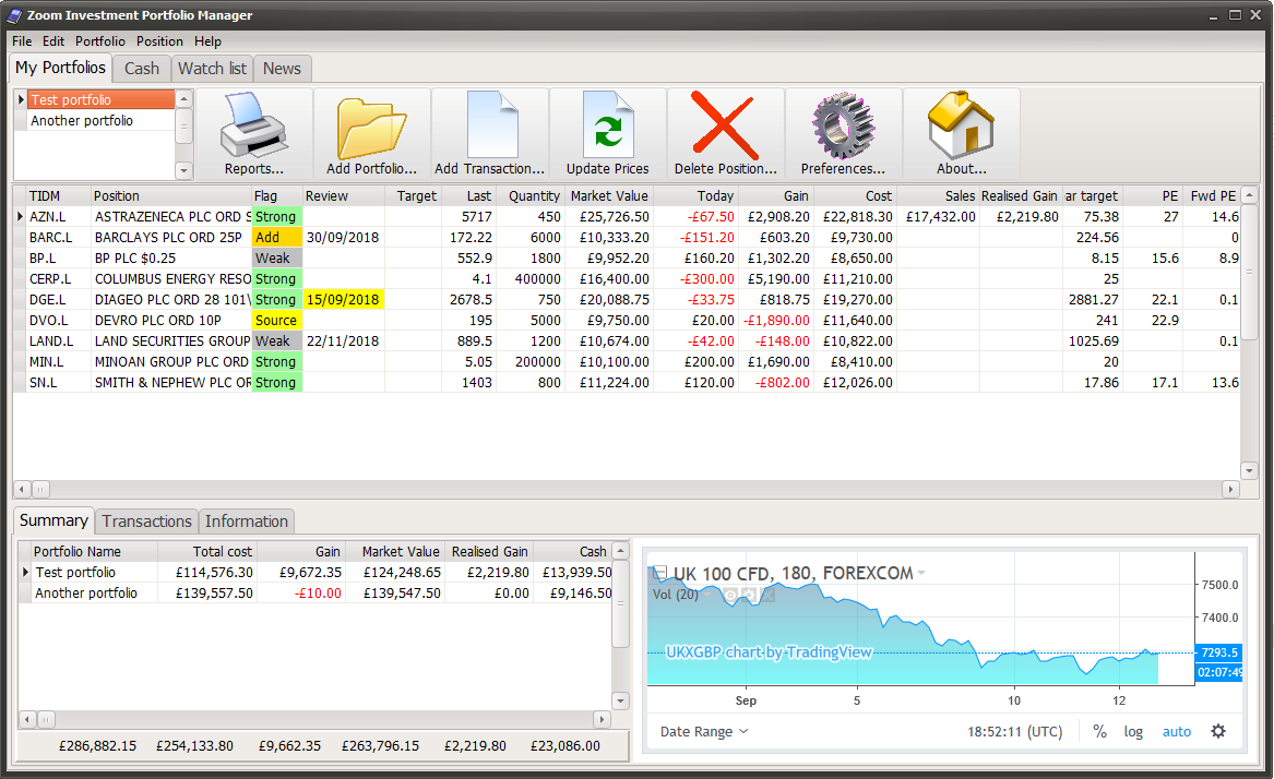 Download web tool or web app Zoom Investment Portfolio Manager