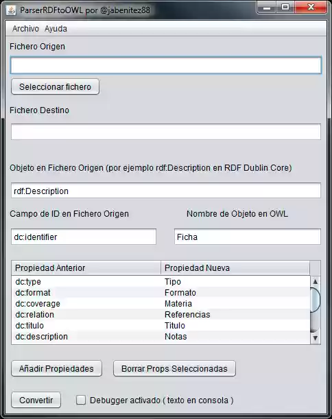 Download web tool or web app Conversor RDF a OWL