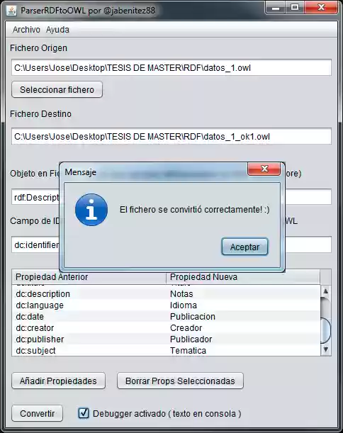 Download web tool or web app Conversor RDF a OWL