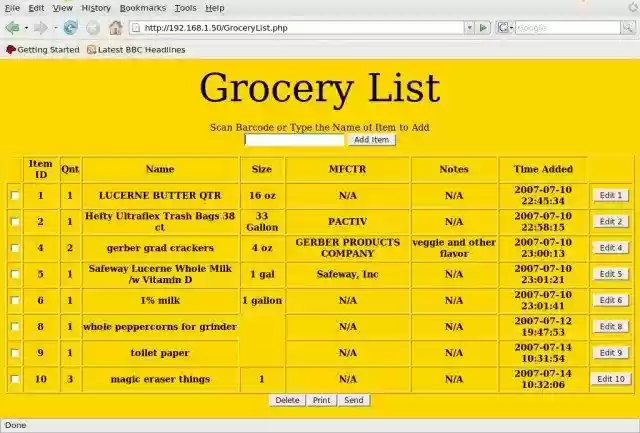 Download web tool or web app Grocery List