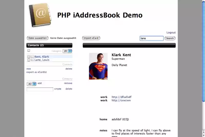 Download web tool or web app PHP iAddressBook