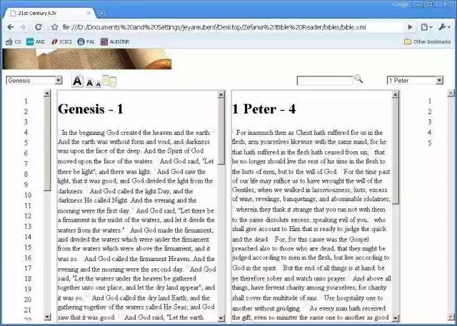 Download web tool or web app Zefania Bible Reader